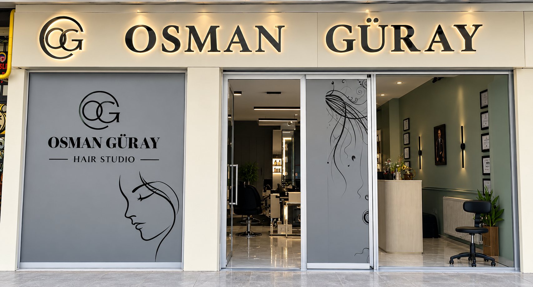 Osman Güray Hair Studio salonunun cephesi